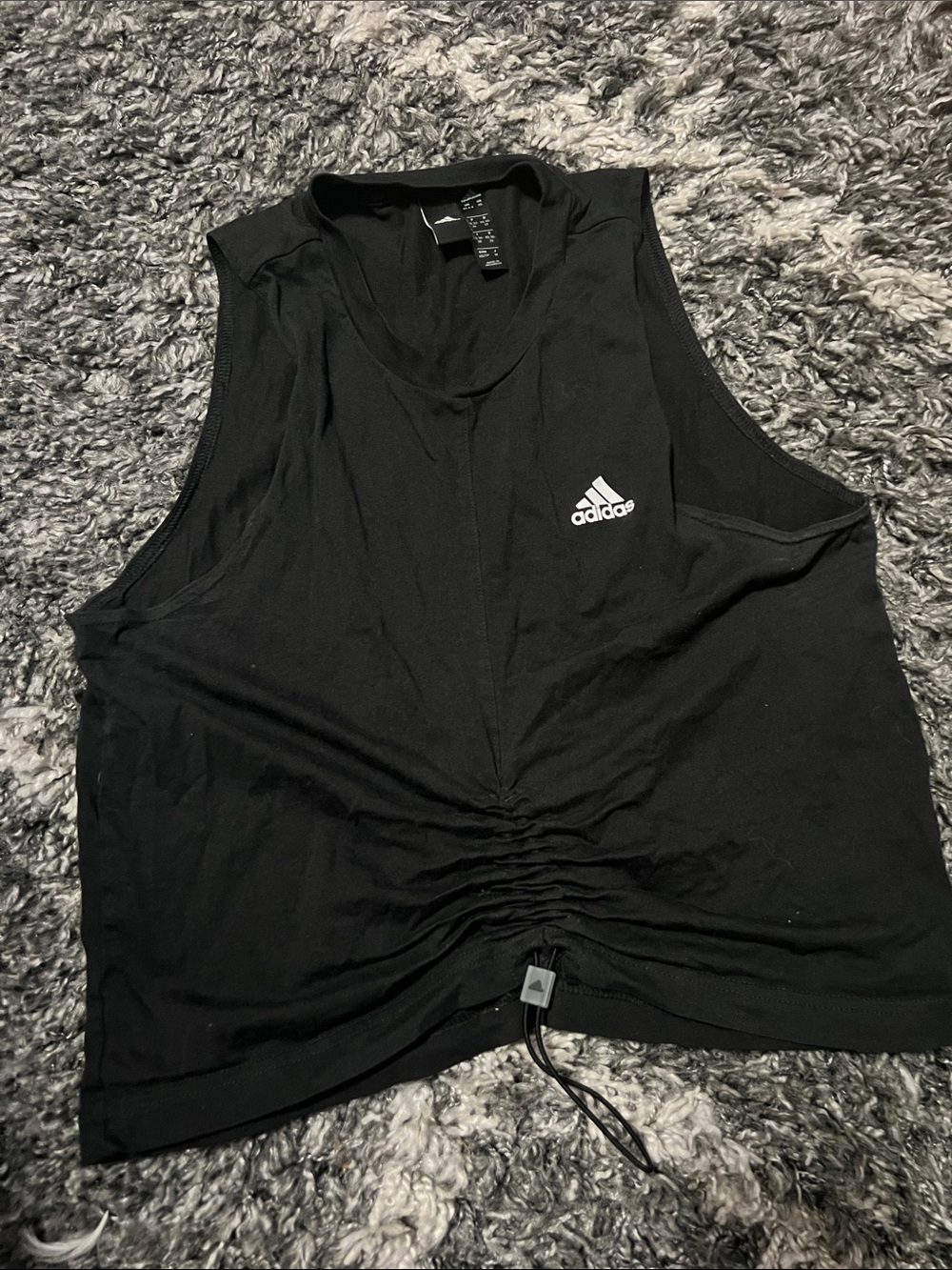 adidas Black Drawstring Ruched Tank Top